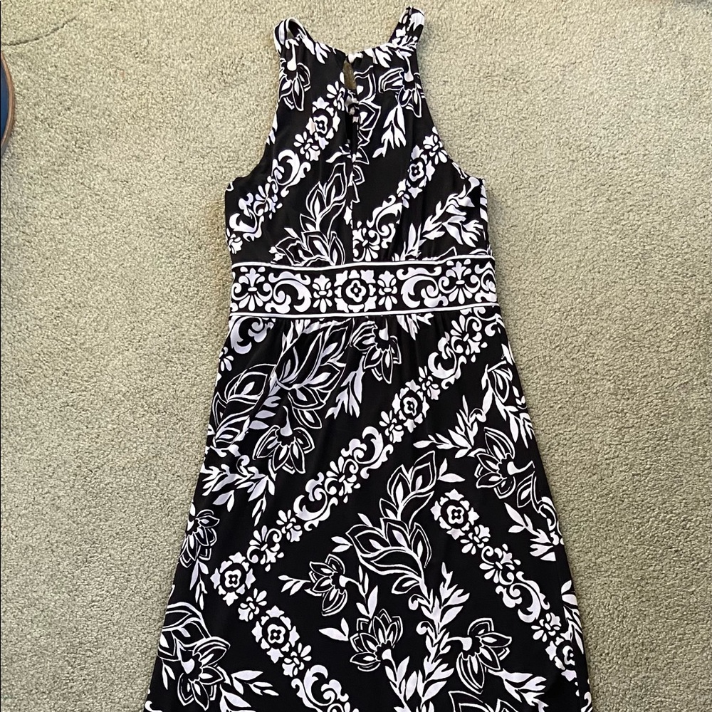 WHBM black and white halter maxi dress size XS